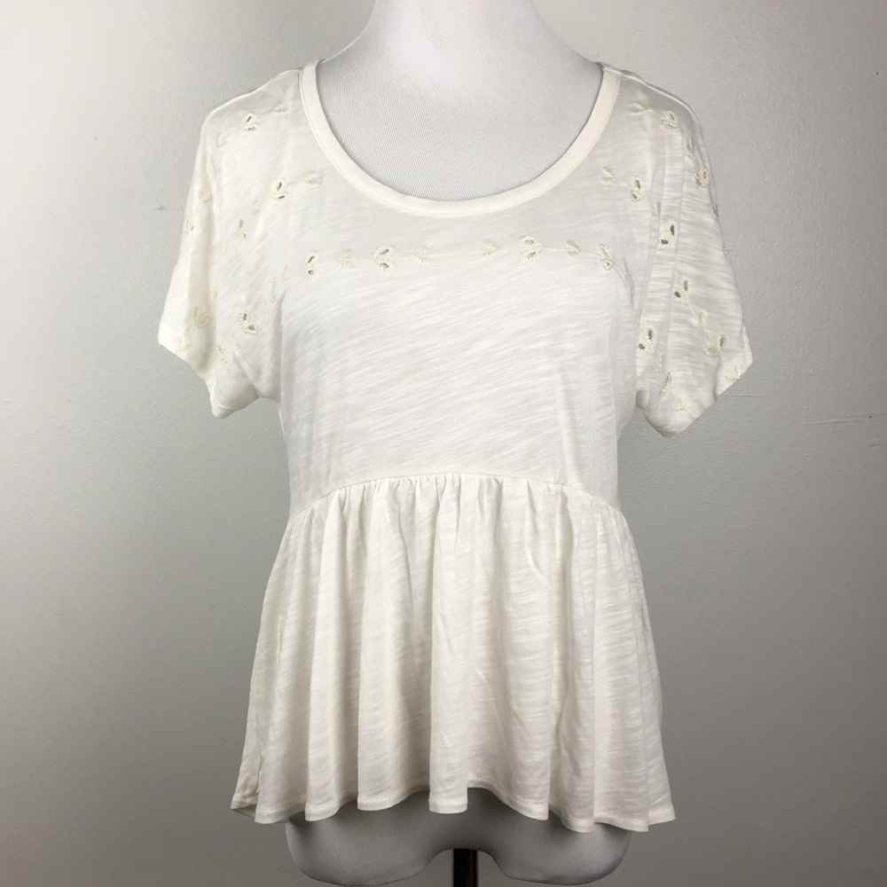 AEO American Eagle Small Babydoll Ivory Eyelet Top